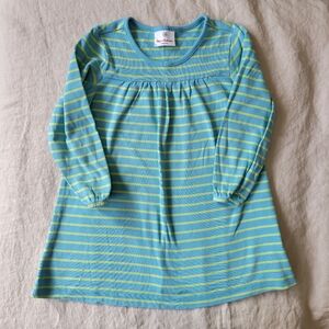 Blue and Green Striped Long Sleeve Dress